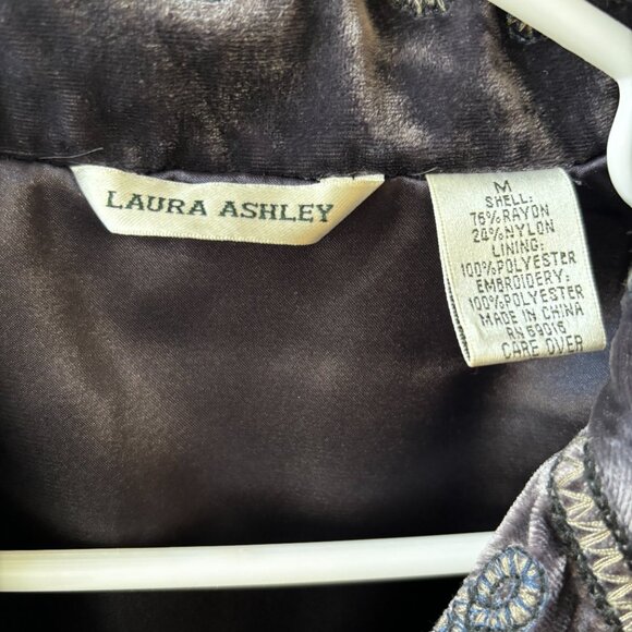 Velvet moody bohemian blazer jacket Laura Ashley vintage Y2K embroidered floral - Picture 4 of 5